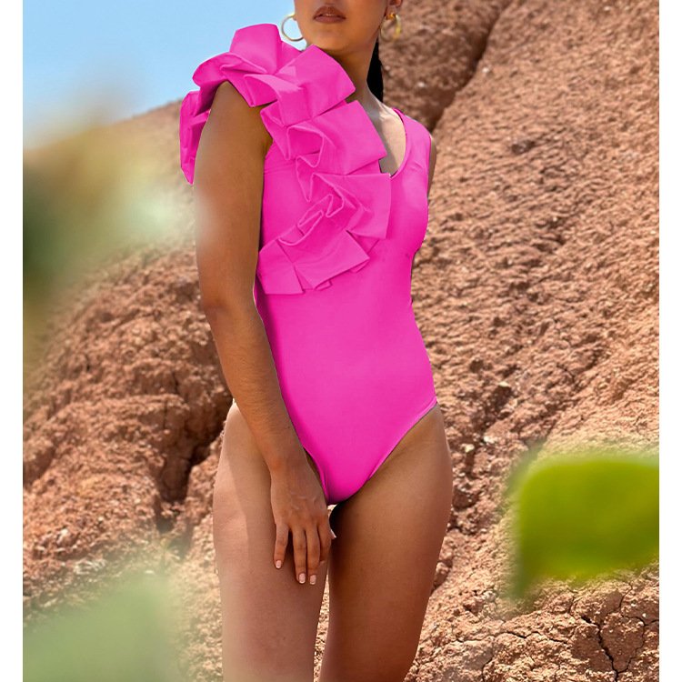 JSN Swimsuits banador swimwear beachwear floral asymmetric one piece swimwear with matching sarong
