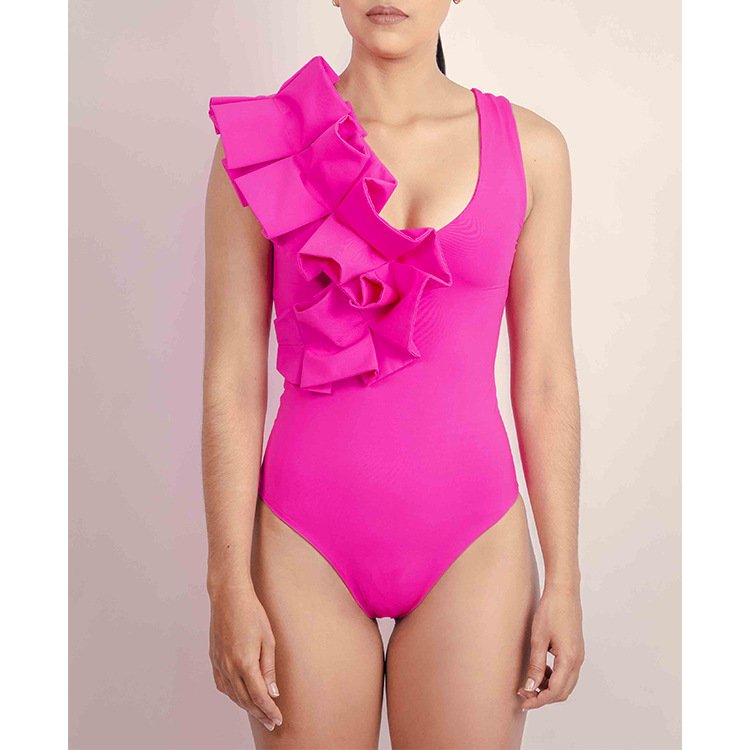 JSN Swimsuits banador swimwear beachwear floral asymmetric one piece swimwear with matching sarong