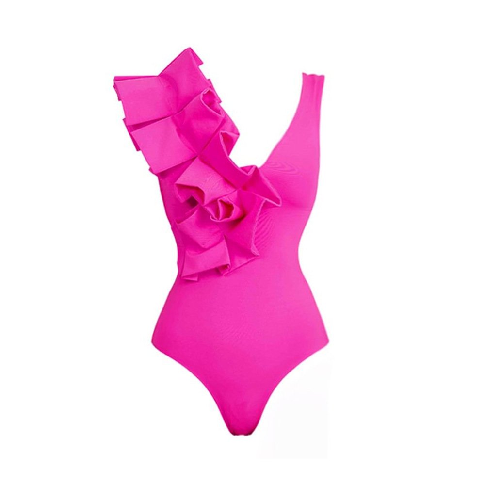 JSN Swimsuits banador swimwear beachwear floral asymmetric one piece swimwear with matching sarong