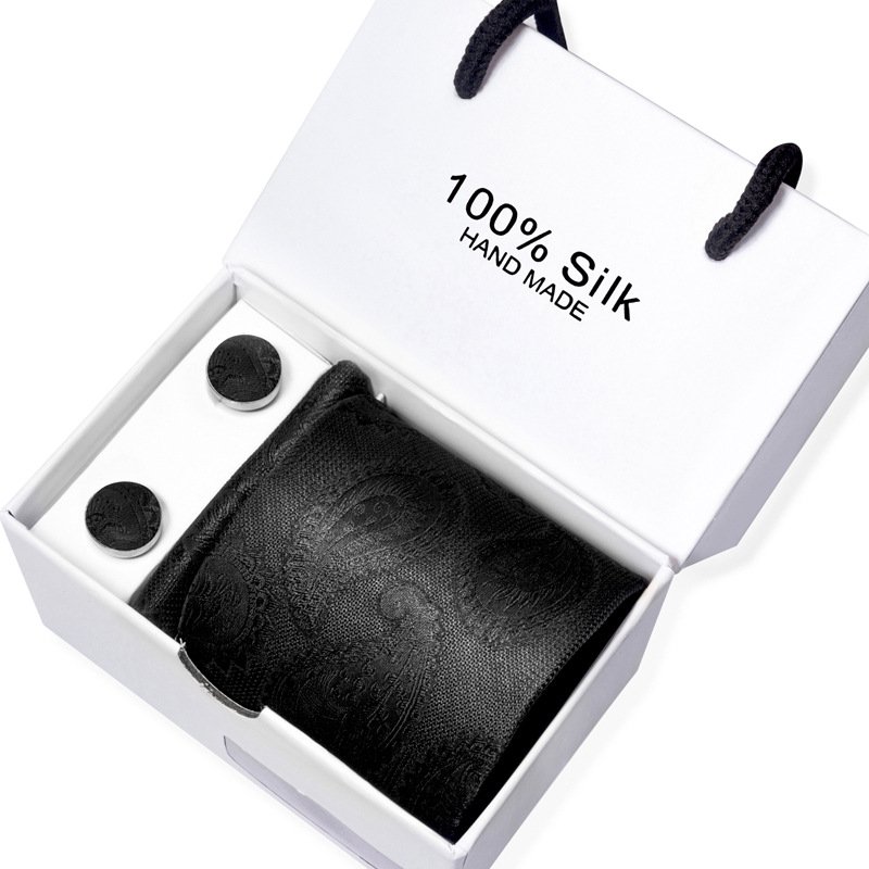 Factory Direct Sale Mens Tie and Pocket Square and Necktie Tie Cufflinks Gift Set