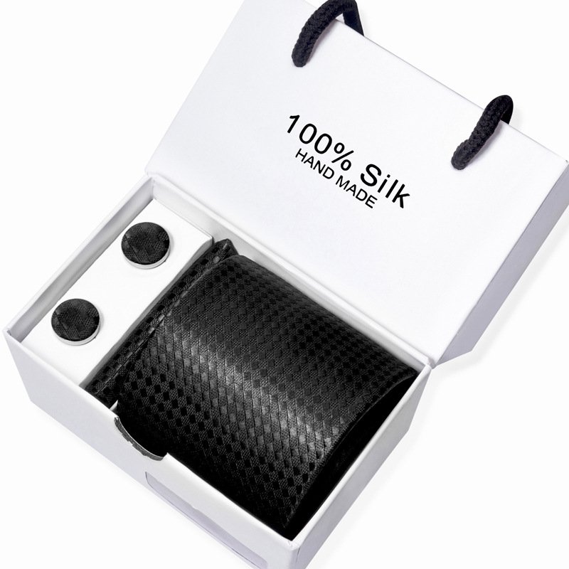 Factory Direct Sale Mens Tie and Pocket Square and Necktie Tie Cufflinks Gift Set