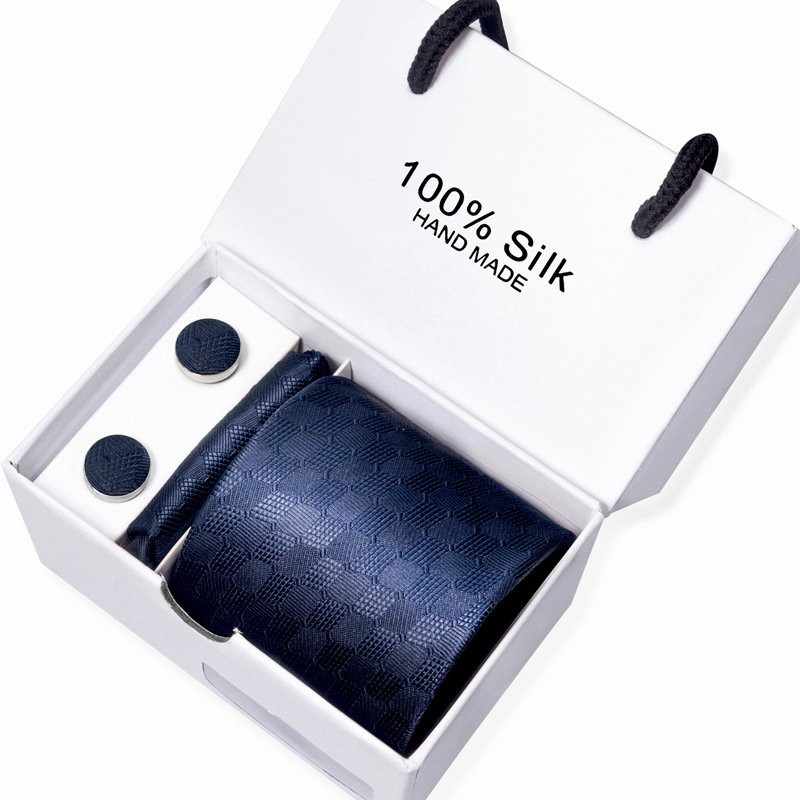 Factory Direct Sale Mens Tie and Pocket Square and Necktie Tie Cufflinks Gift Set