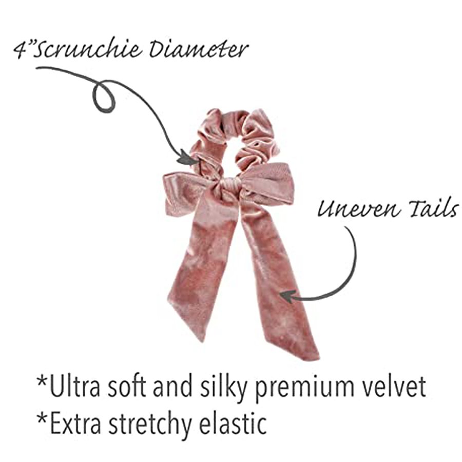 Custom Logo Velvet Long Tail Scrunchies Knot Hair Tie Scrunchies Long Tail For Girls