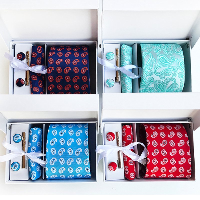 Good Quality Polyester Jacquard Tie Handkerchief and clip 3pcs Set Mens Ties and Pocket Square Men Ties Gift Set