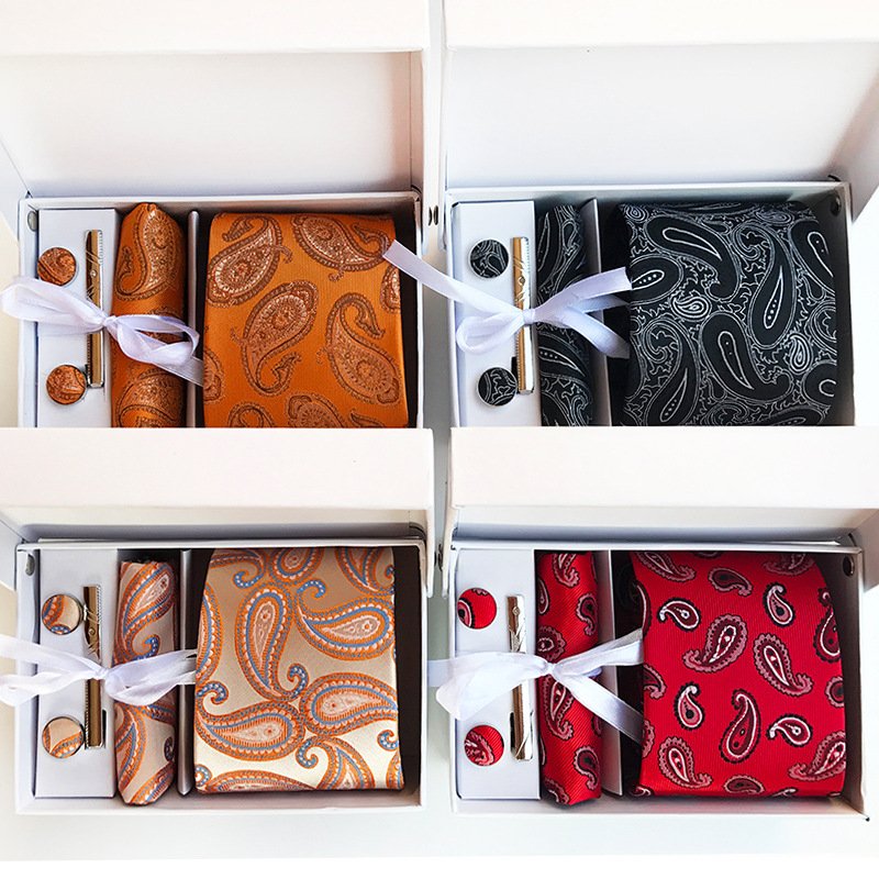 Good Quality Polyester Jacquard Tie Handkerchief and clip 3pcs Set Mens Ties and Pocket Square Men Ties Gift Set