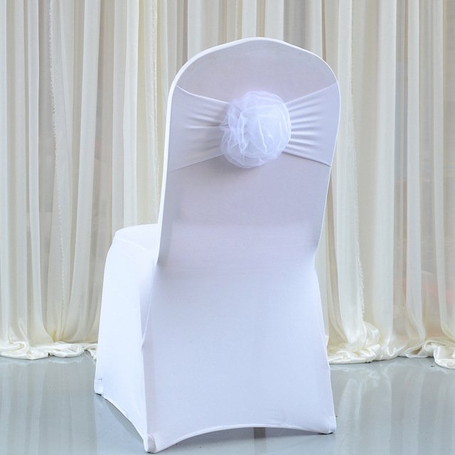 Factory Direct Wedding Chair Sash Spandex Chair Band With Flower Chair Bow Tie for Banquet Wedding Decoration