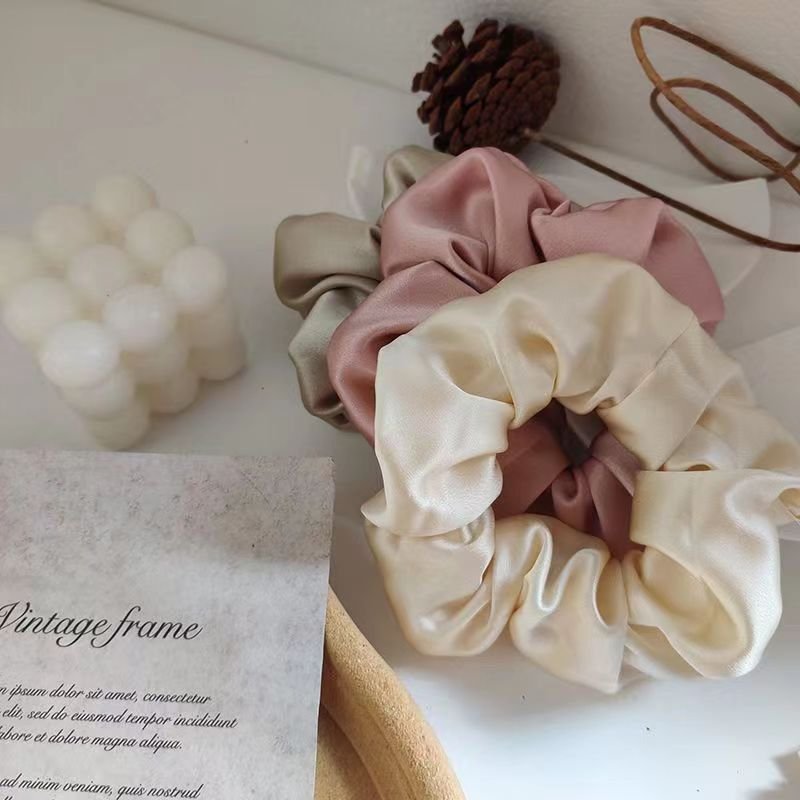 Custom New Set of Pure Color Silk Elastic Hair Bands Scrunchies Hairband Scrunchy with Elastic Hair Tie Head Rope Cloth