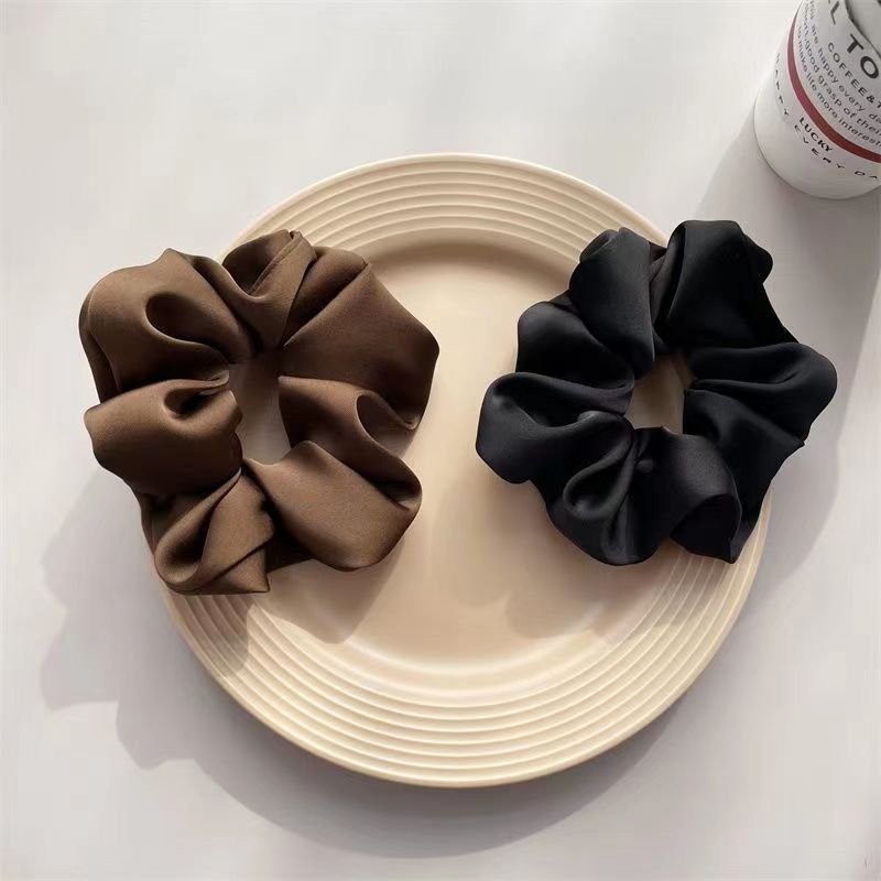 Custom New Set of Pure Color Silk Elastic Hair Bands Scrunchies Hairband Scrunchy with Elastic Hair Tie Head Rope Cloth