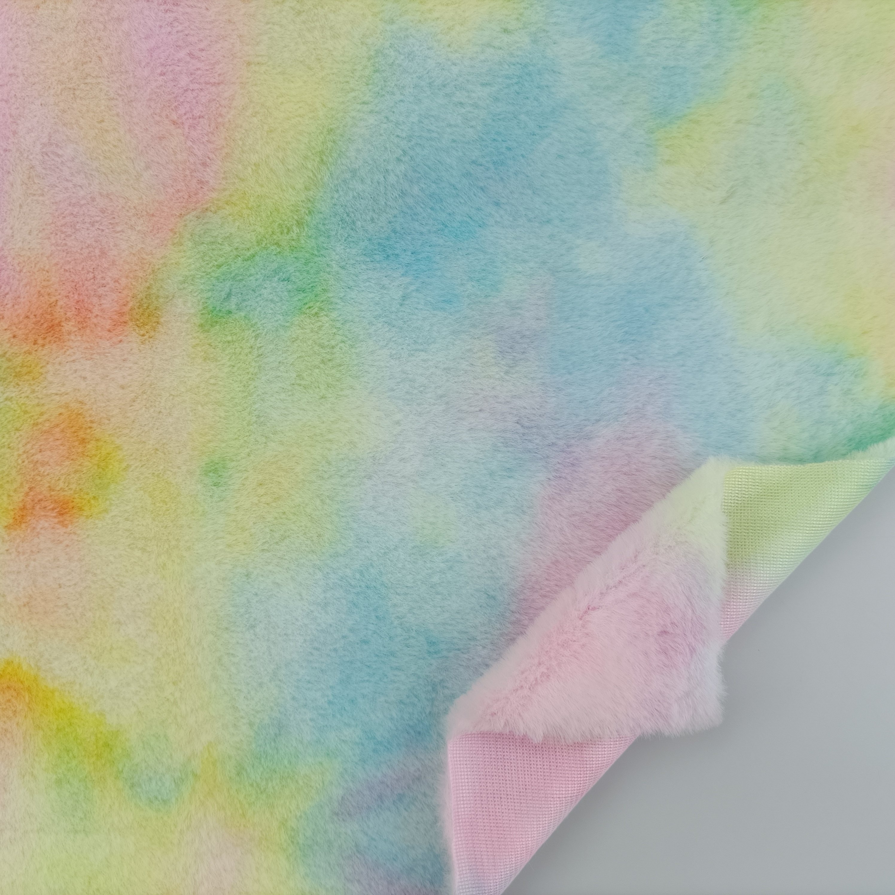 In Stock Tie-dyed Rabbit Faux Minky Fur Fabric Colorful Bunny Fur for Garment/Bag/Carpet/Blanket/Hometextiles