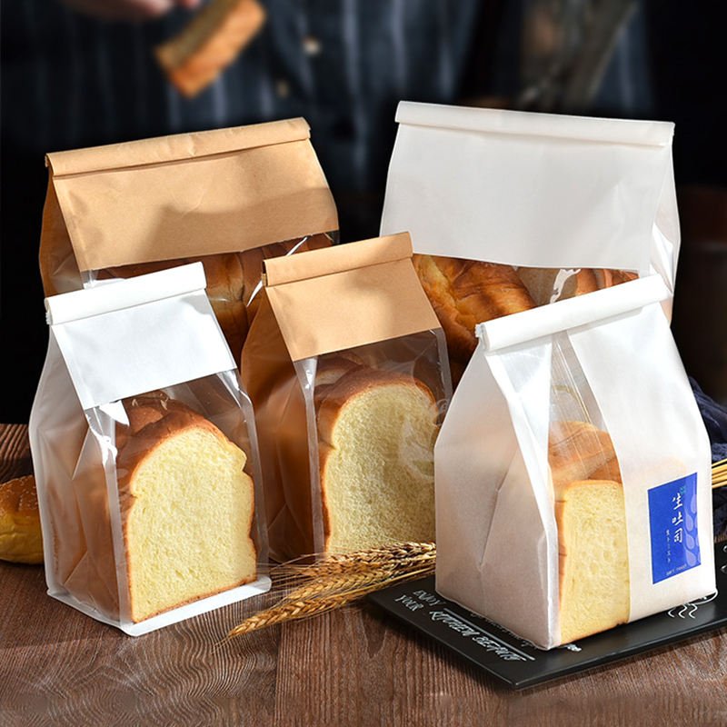 Custom Candy Cookie Biscuits Bread Nuts Snack Bag Kraft Paper Bag Toast Bread Packaging Baking Package Gift Bags