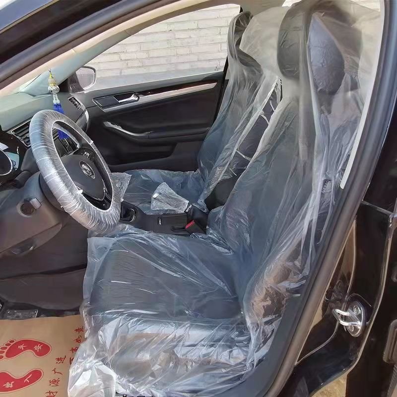 HSG Factory Wholesale Transparent Disposable Plastic Car Seat Cover PEVA/HDPE steering Cover and Other Seat Cover Series