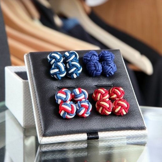 fast delivery 3 coloured 100% silk knot cufflinks