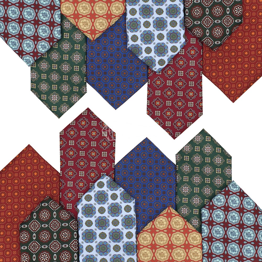 Custom Pattern Ties Geometric Neckties Good Quality Floral Pattern Fall Color Silk Print Tie For Men