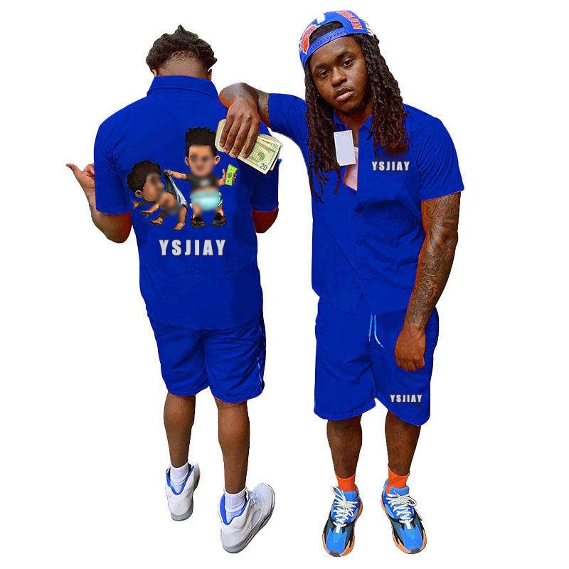 custom logo mens streetwear tracksuit sweat suit two piece short set