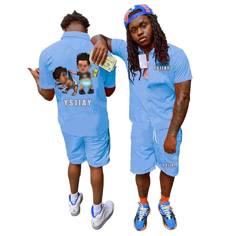 custom logo mens streetwear tracksuit sweat suit two piece short set