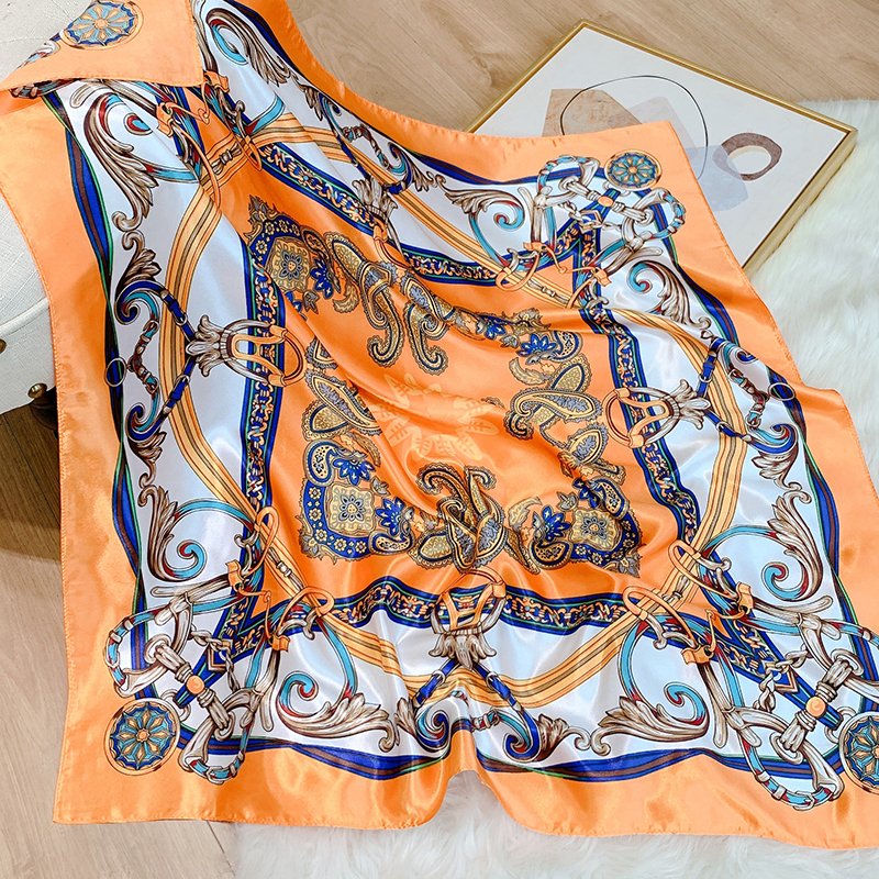 wedding High vendor 90cm satin Square scarf dresses Stretch breathable Printed Elegant Scarves scarf Colored