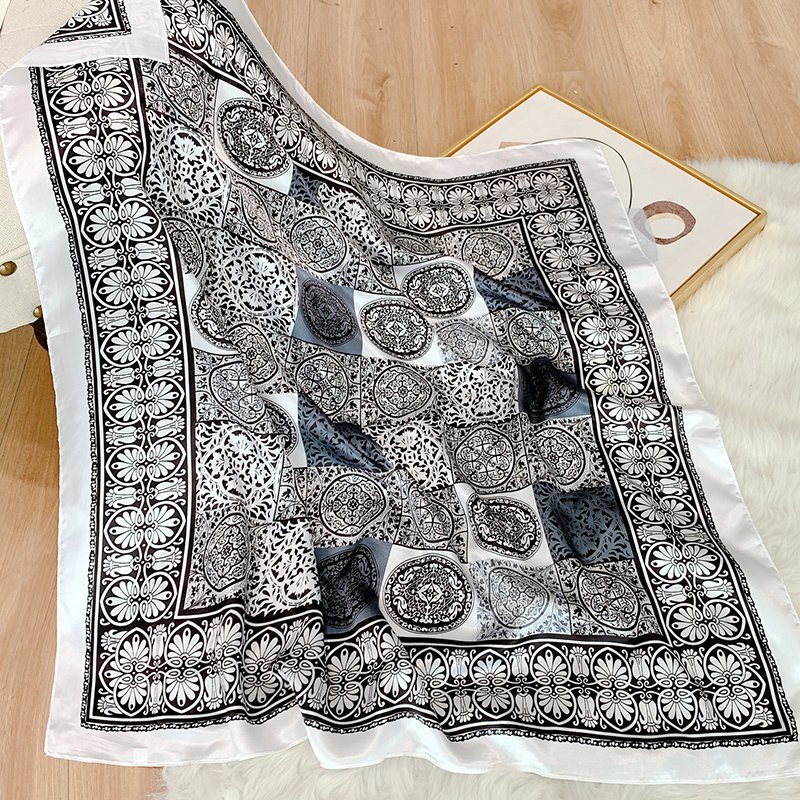 wedding High vendor 90cm satin Square scarf dresses Stretch breathable Printed Elegant Scarves scarf Colored