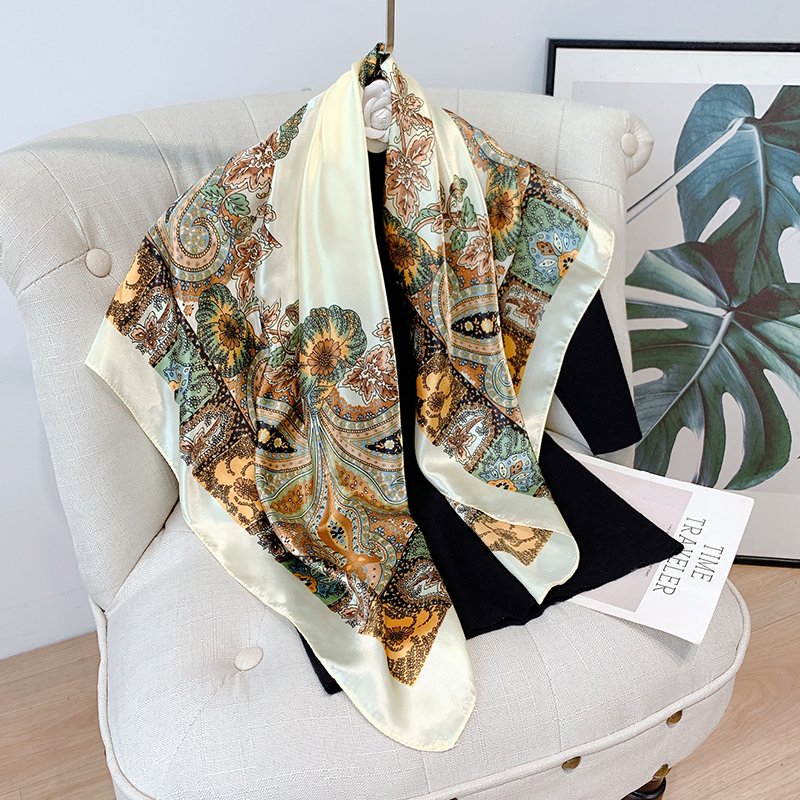 wedding High vendor 90cm satin Square scarf dresses Stretch breathable Printed Elegant Scarves scarf Colored