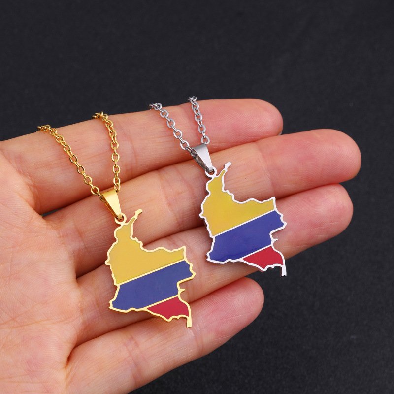 80 Models Caribbean Colombia Flag Map Tie Clip Lapel Pin Ring Brooch Cuff Link Necklace Bracelet Earrings Key Chain Jewelry Set