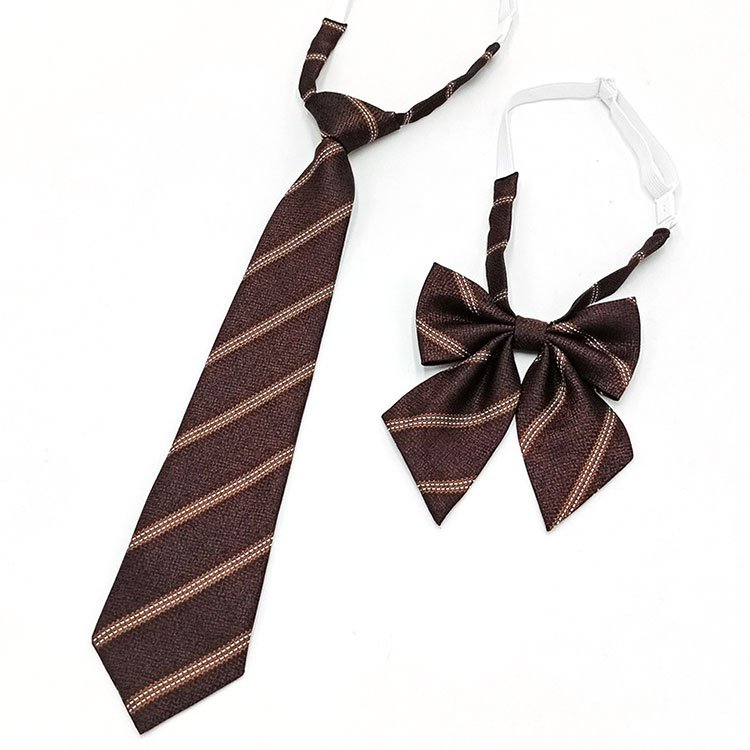 Custom Packaging Jk Uniform Casual Skinny Stripe Jacquard Bow Tie Necktie Set For Students