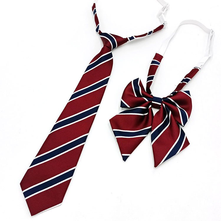 Custom Packaging Jk Uniform Casual Skinny Stripe Jacquard Bow Tie Necktie Set For Students
