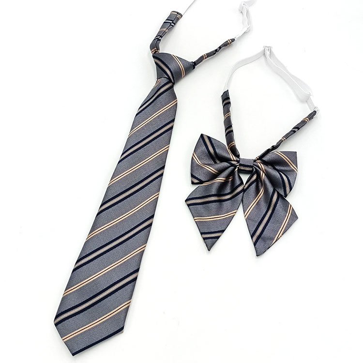 Custom Packaging Jk Uniform Casual Skinny Stripe Jacquard Bow Tie Necktie Set For Students