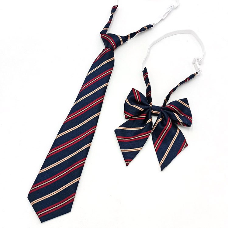 Custom Packaging Jk Uniform Casual Skinny Stripe Jacquard Bow Tie Necktie Set For Students