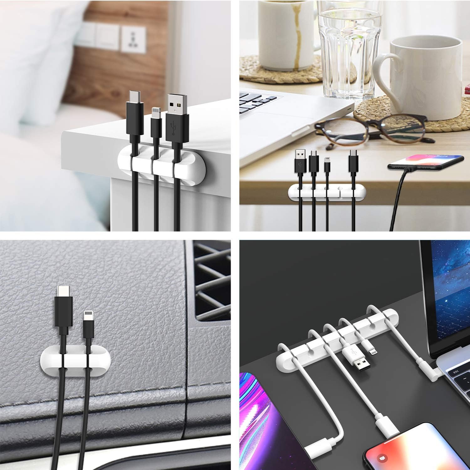 custom silicone desk reusable ruber cable holder wire cord organizer for appliances charging cable organizer cable management