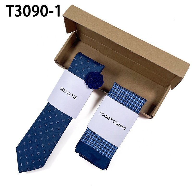 Wholesale high quality conjunto de corbata para hombre lapel pins necktie with pocket square neck tie set for men