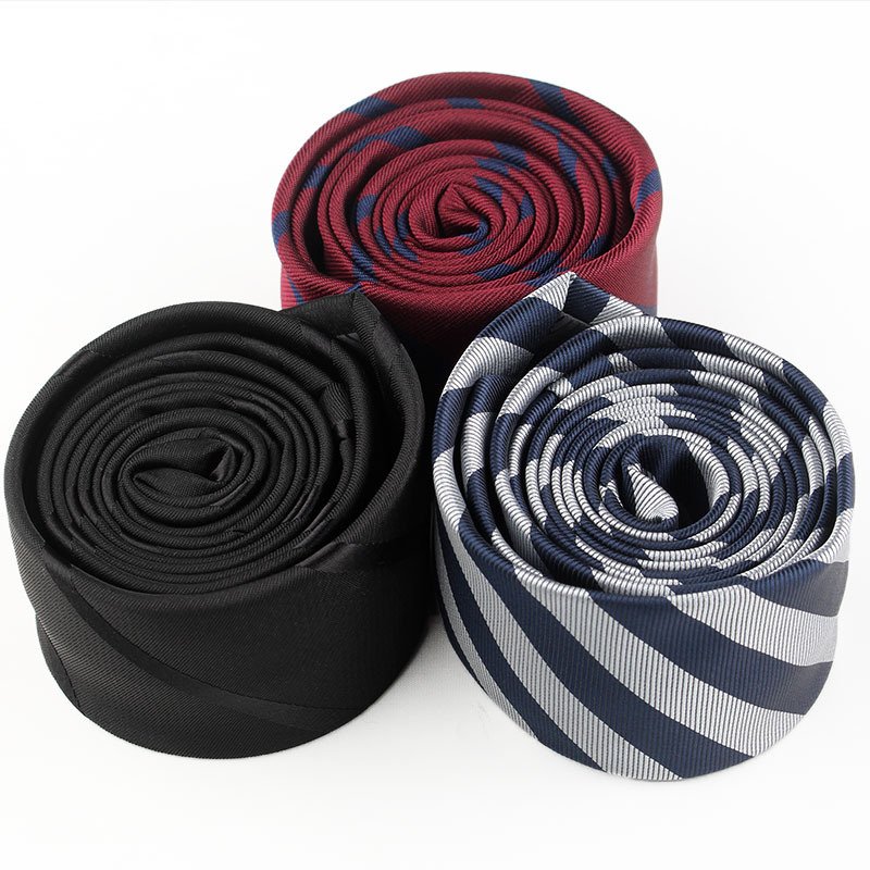 5CM New Stylish Men's Accessories Jacquard Woven Slim Skinny Solid Tie for Wedding Party Suit