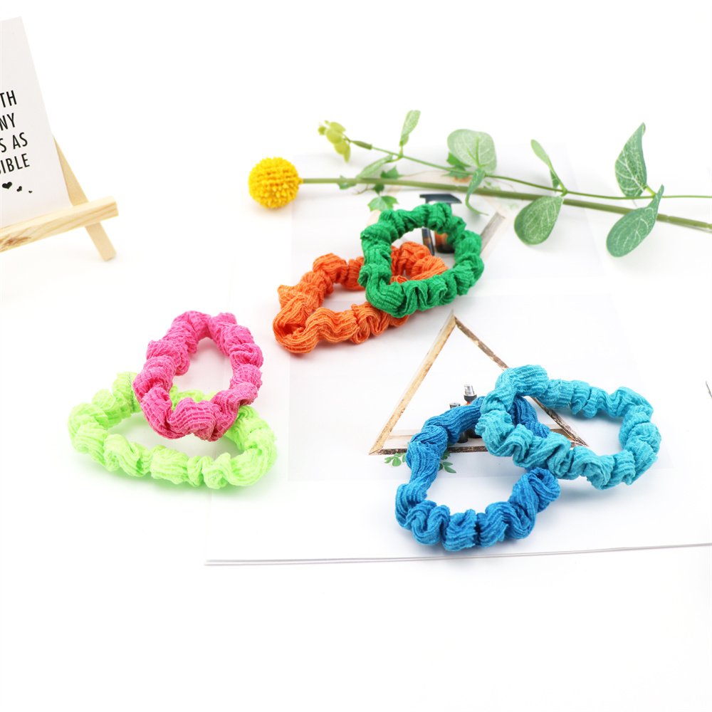 Factory Custom 1.5cm Small Size Slim Elastic Hair Bands Bright Rainbow Satin Silk Scrunchies Hair Tie For Women