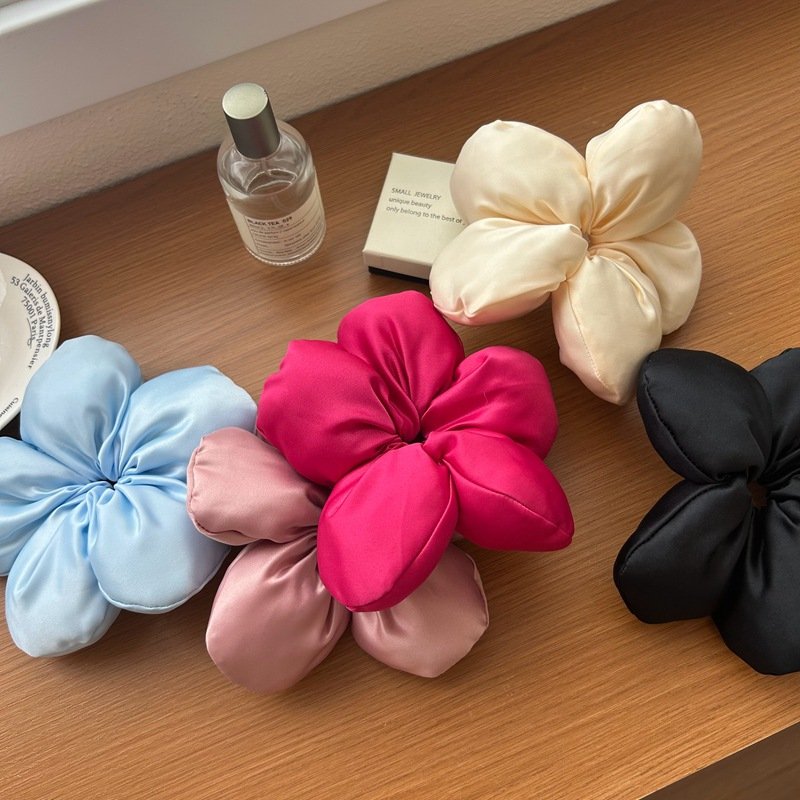Big flower INS Sponge Padded Flower Hair Tie for Girls Satin Korean Style Hair Accessories women floral hair band