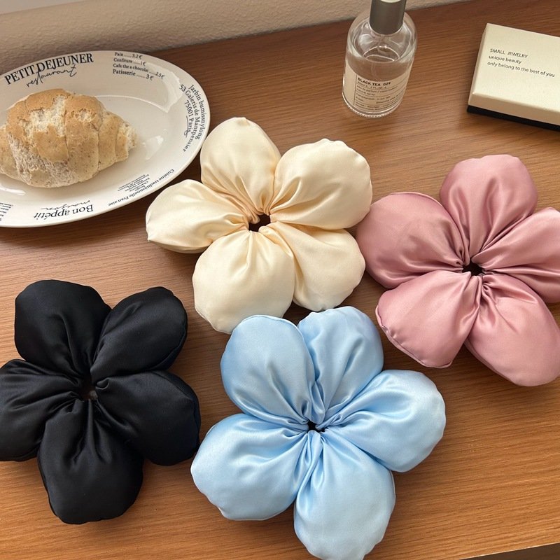Big flower INS Sponge Padded Flower Hair Tie for Girls Satin Korean Style Hair Accessories women floral hair band