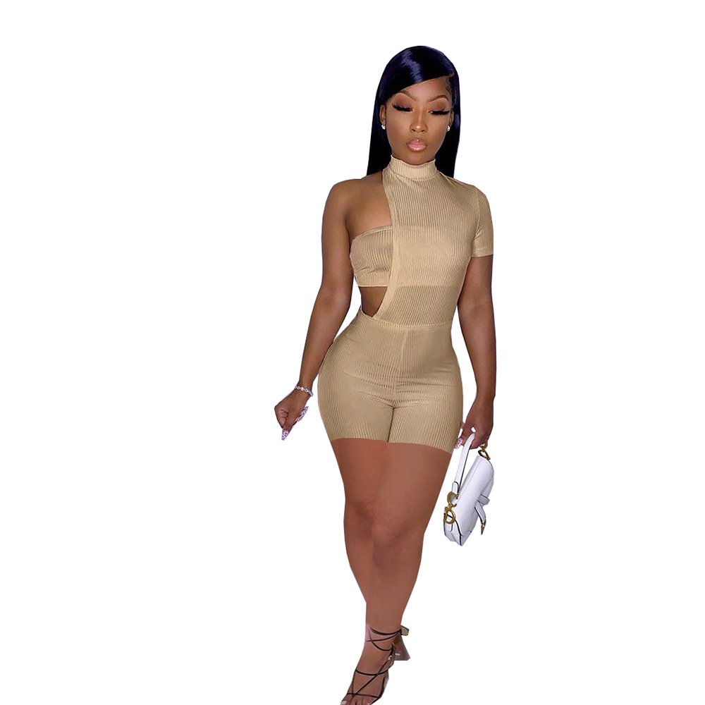 Women's Casual Tube Top And Spaghetti Straps Skinny Bodycon Jumpsuit Outfits Playsuit Bodysuit Romper Two Piece Sets Jumpsuit