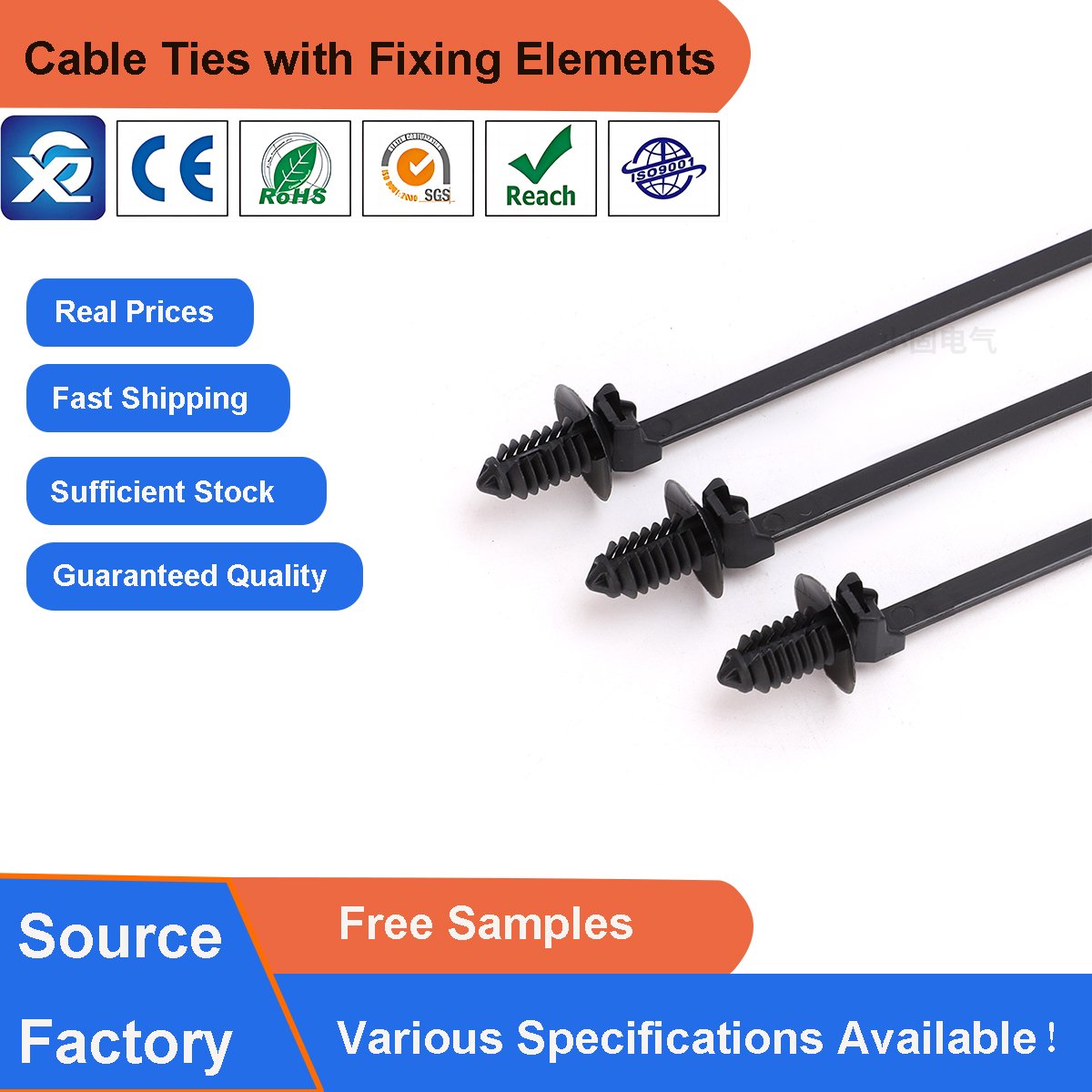 4.6*225mm Efficient Wire Bundling: Fir Tree Head Push Mount Nylon Cable Zip Tie Innovation