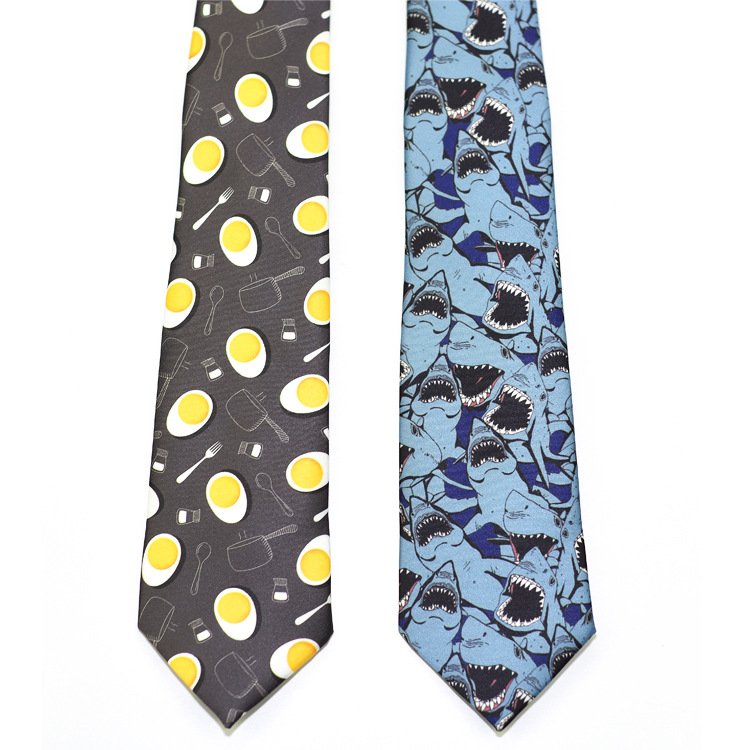 Men's Tie Classic Funny Neckties Fashion Men Animal Print Wedding Ties Jacquard Woven 100% Polyester Man Solid Skinny Neck Tie