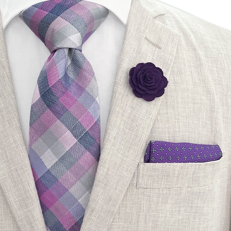 Wholesale gravatas com lenco do bolso conjunto de corbata lapel pin check tie set mens tie sets gift box necktie set