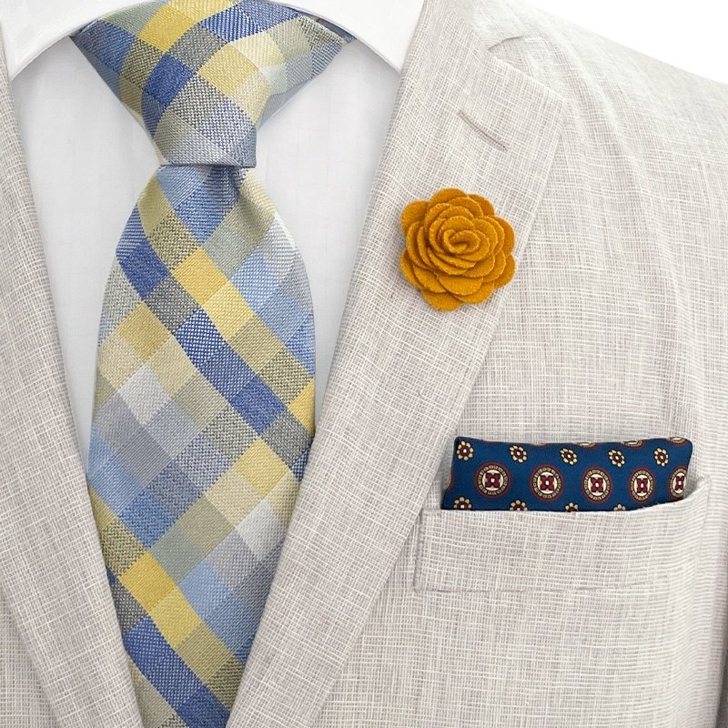 Wholesale gravatas com lenco do bolso conjunto de corbata lapel pin check tie set mens tie sets gift box necktie set