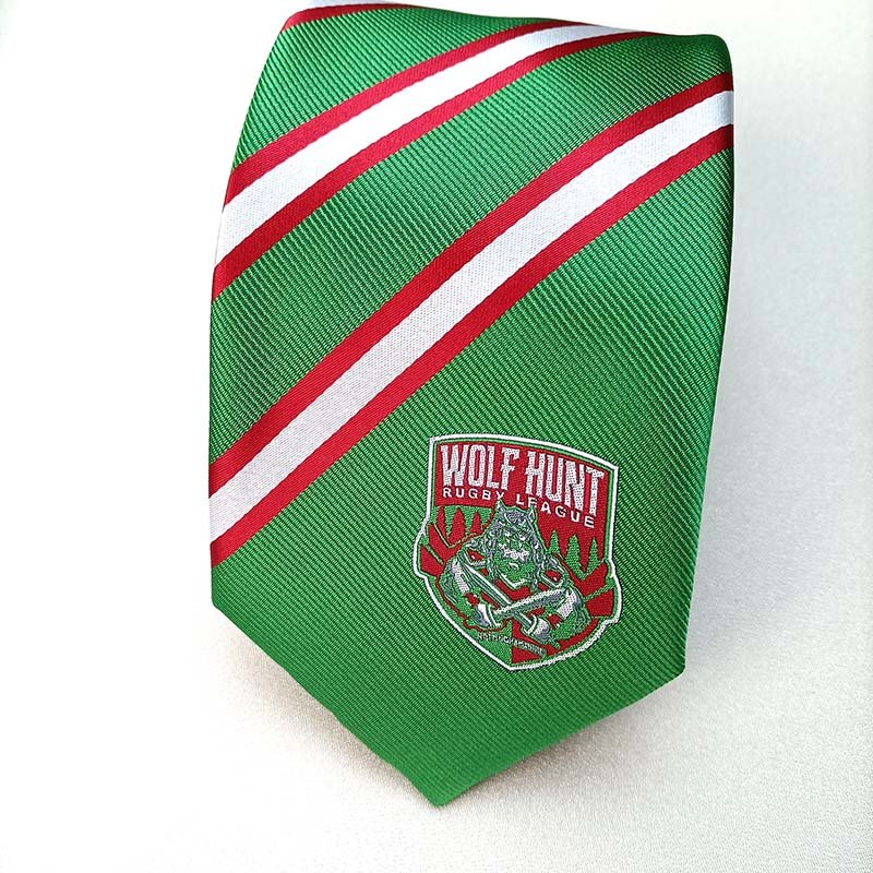 Men's Accessories Kelly Green Necktie With Red White Stripes Customization Logo Silk Tie For Men