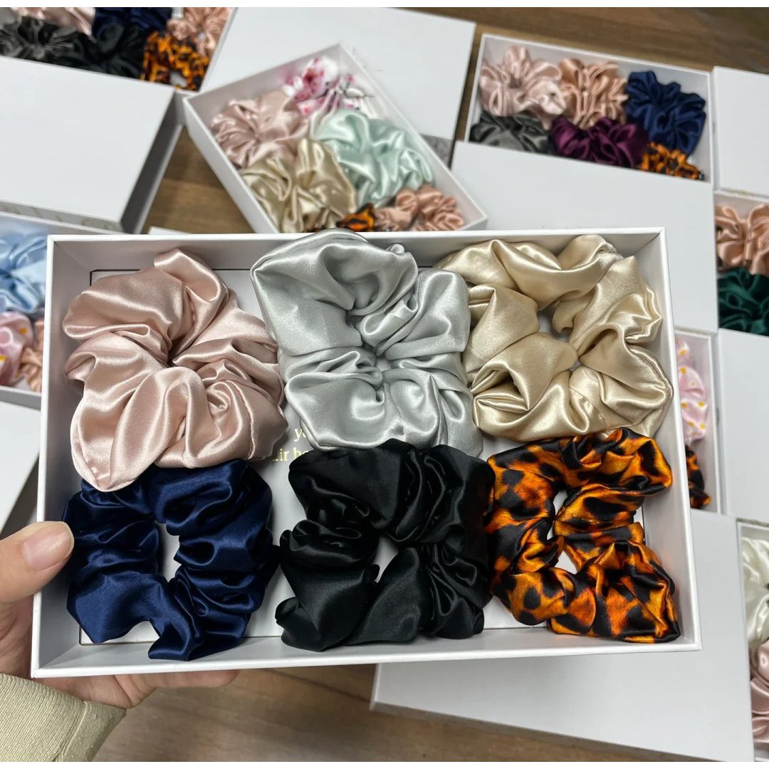 OEKO-TXE 100% Mulberry Silk Scrunchies for Hair Sleep Women Girls Silk Hair Ties for Frizz & Breakage Curly Hair