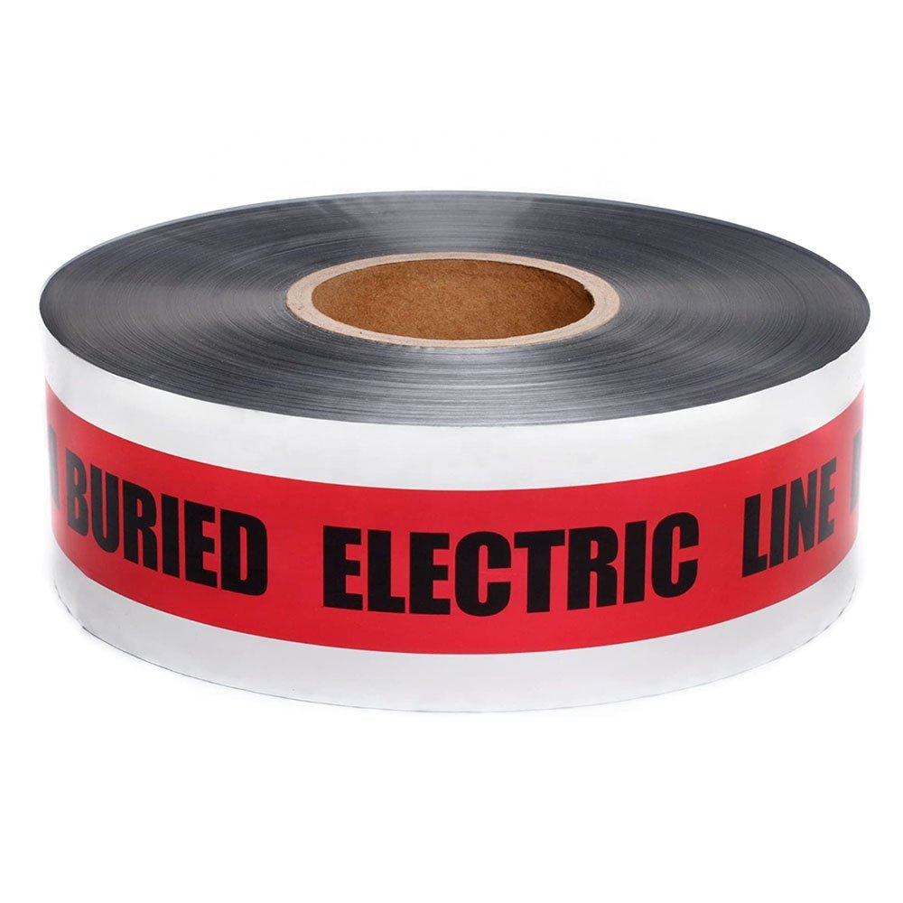 Underground detective warning tape marker tracer tape magnetic caution stainless steel wire fiber optic cable warning tape