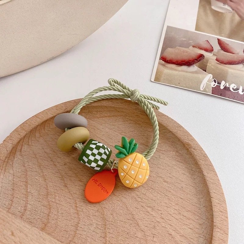 New hot selling children's cute strawberry avocado fruit headband with multi-color high elasticity rubber band