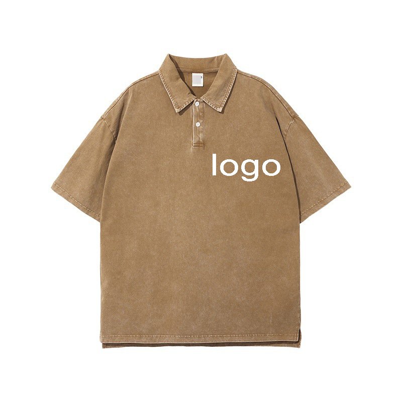 Custom blank Vintage Acid Wash polo t shirt oversize hombre Men Distressed polo tee Print wash tie dye polo t-shirts pour hommes