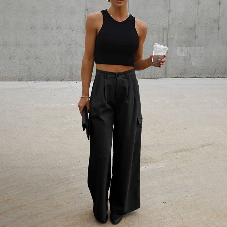 Custom OEM Manufacturer Vintage Pockets High Waist Streetwear baggy Casual ladies Long parachute Cargo Pant for women Trousers