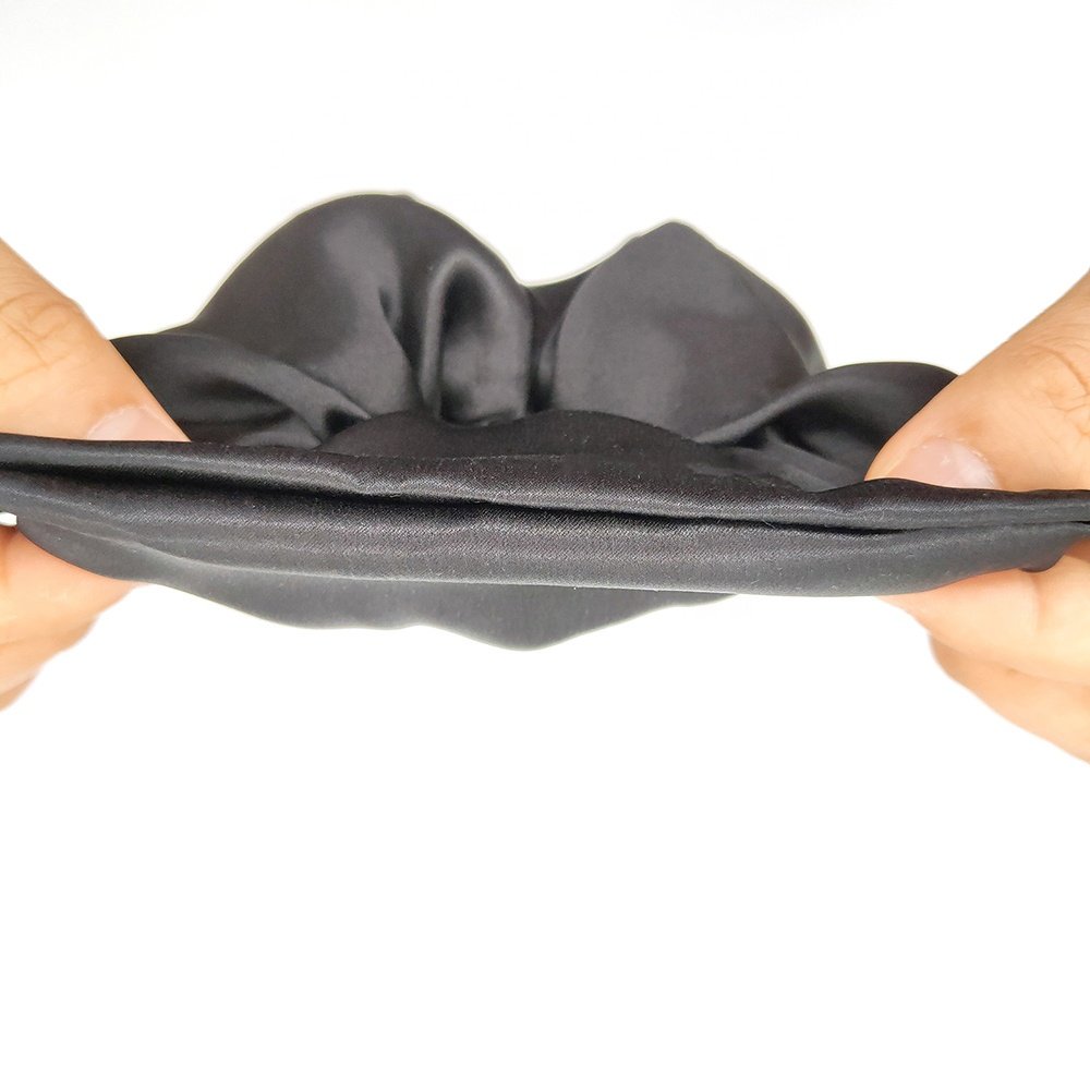 Wholesale High Quality Satin Silk Elastic Hair Scrunchies Black Stylish Hair Band For Women