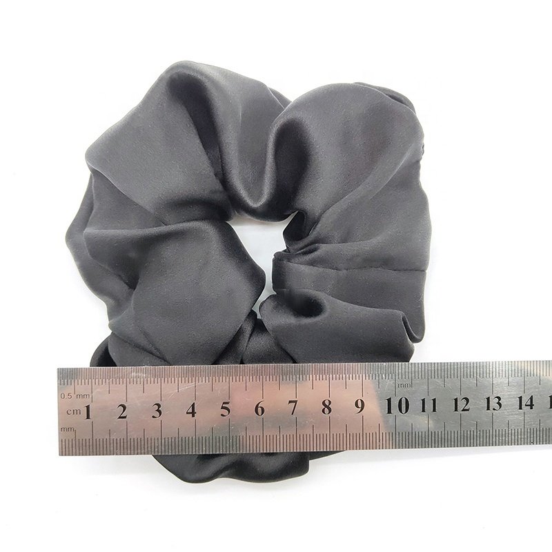 Wholesale High Quality Satin Silk Elastic Hair Scrunchies Black Stylish Hair Band For Women