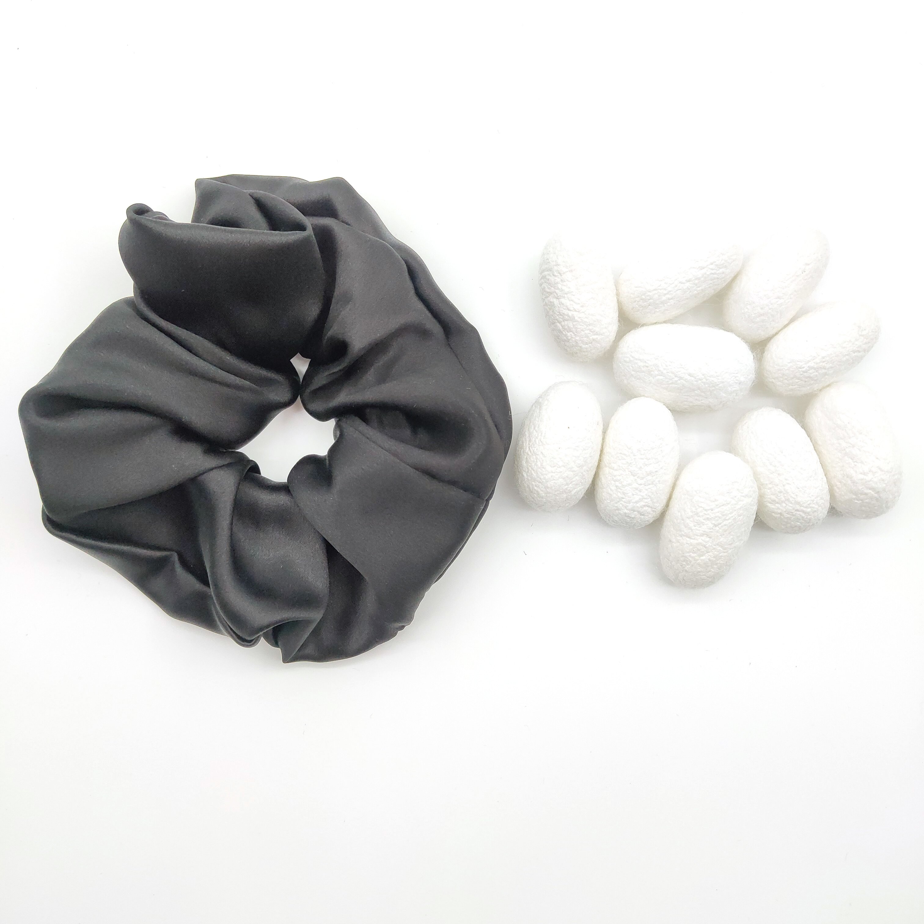 Wholesale High Quality Satin Silk Elastic Hair Scrunchies Black Stylish Hair Band For Women