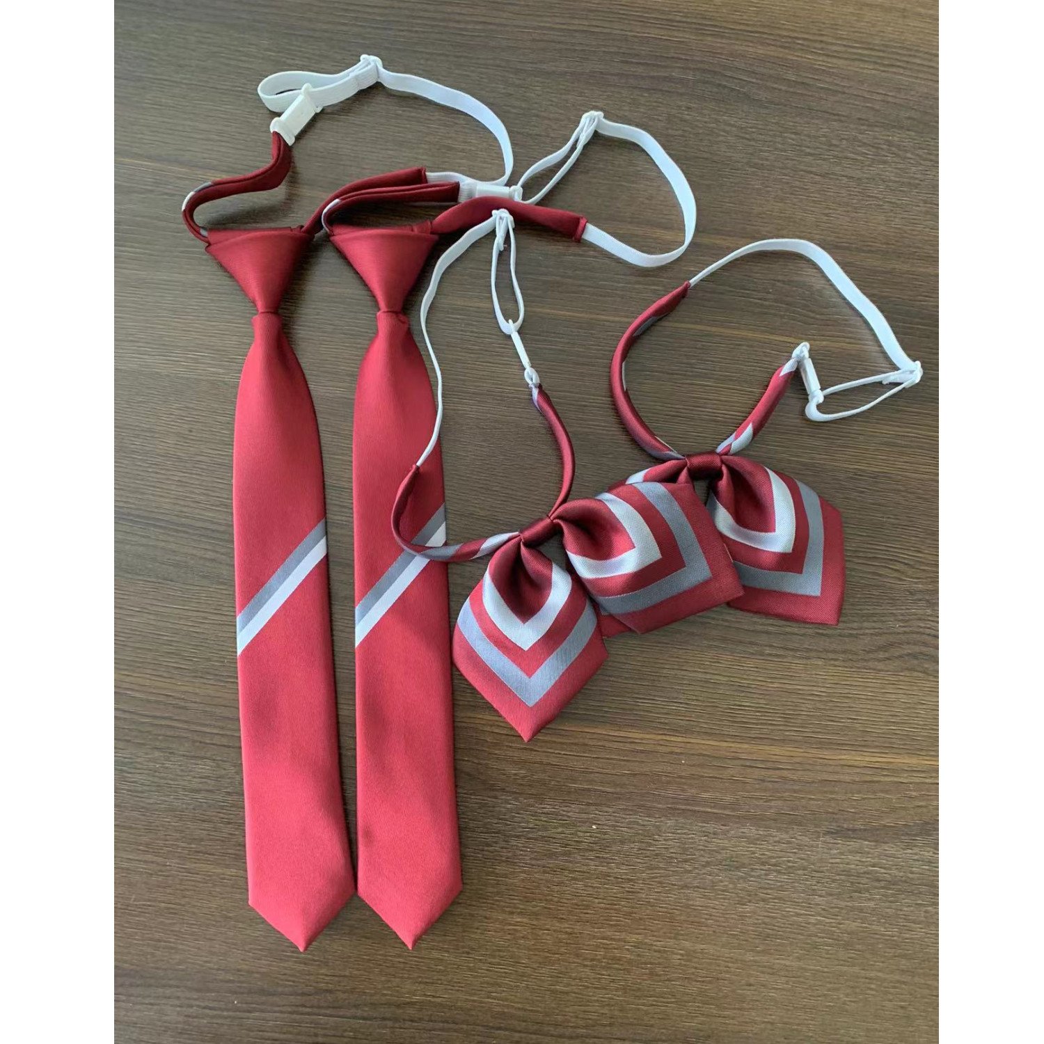 Custom Logo and Color Pre-tied Adjustable Strap Boys Neck Ties Accessories Polyester Neck Ties for School Uniform