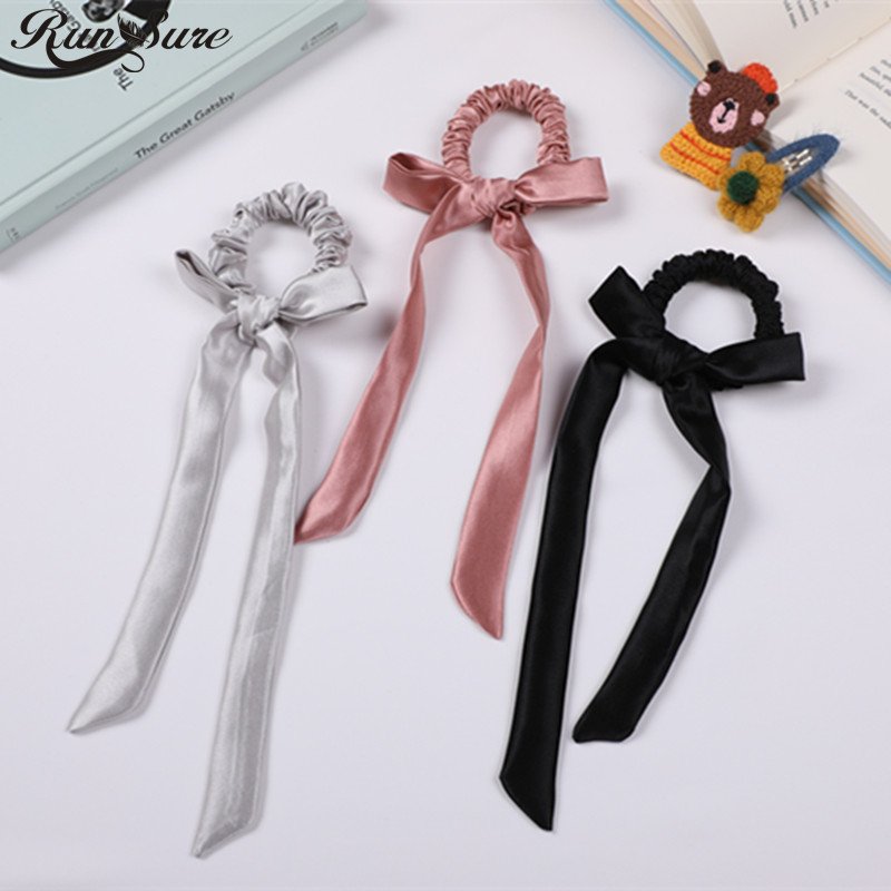 CLARMER Fashion Women Accessory Bulk Elastic Hair Ties Custom 50 Solid Satin Hair Bands Girls Wholesale Silk Hair Scrunchies