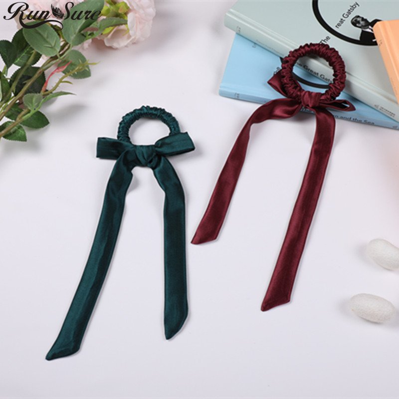 CLARMER Fashion Women Accessory Bulk Elastic Hair Ties Custom 50 Solid Satin Hair Bands Girls Wholesale Silk Hair Scrunchies